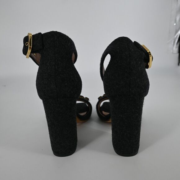 MARNI Gray Felt Rhinestone Block Heels Size 40 - Picture 3 of 13